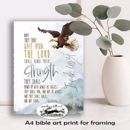 Inspirational Christian Wall Art: Isaiah 40:31 Eagle Strength A4 Watercolor Print Perfect Fathers Da