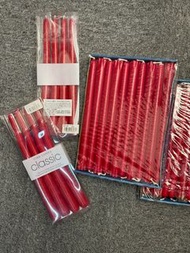 燭光晚餐❤️紅色長蠟燭🕯️Classic red dinner candles COER candel light set of four fragrance free dripless smokel