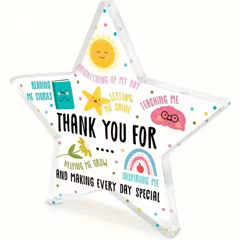 1pc, Acrylic Star Shape Appreciation Plaque (4.72''x4.72''/12cm*12cm), Teacher Thank You Gift, Inspi
