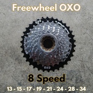 Terbaru!!!! Gear Freewheel OXO 8 Speed 13 - 34 T Drat Ulir Chrome