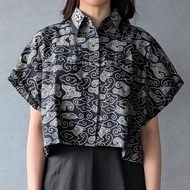 印尼蠟染可愛少女風短版襯衫 PUPUT - 黑雲雲 - PUP033