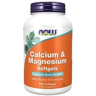 NOW Foods Calcium & Magnesium with Vitamin D-3 and Zinc, 240 Softgels - Bone Health Support