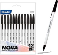 BAZIC Nova Black Color Stick Pen (12/Pack)