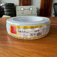Thai union สายไฟ thw สายไฟเดินบ้าน สายไฟ THW 1 x 4 sq.mm ม้วน 100 เมตร IEC 01 มอก.ใหม่ สายเดี่ยว สา