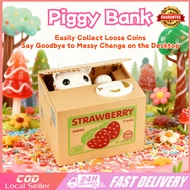 Cute Stealing Coin Cat Piggy Bank Automatic Money Stealing Cartoon Kitty Savings Box Kids Birthday D