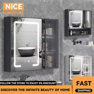 Space Aluminum Bathroom Smart Mirror Cabinet with Led Light Bathroom Wall -mounted Storage Mirror Cabinet with Glass Door Cabinet