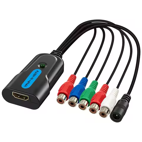 Component Ypbpr to HDMI Converter 5-RCA Converter Adapter with Ypbpr+L/R Audio for Wii DVD TV Compon