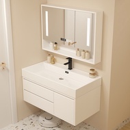 Stainless Steel Bathroom Cabinet With Mirror Sink "Toilet Cabinet Waterproof With Mirror Nano Stone Plate Light Luxury Inligent Solid Wood Multilayer Simplicity Modern Dustproof Design 2 dian
