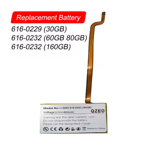 616-0232 Battery For ipod Classic 5 6 7 Gen 5th 7th 6th 30GB 60GB 80GB Thick 160GB MP4 Video A1238 6
