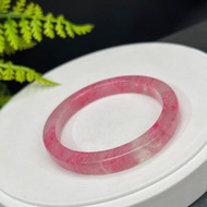 優質 櫻花雨薔薇輝手鐲 54+MM 冰透玉化玫瑰石桃花玉方條 顯氣質