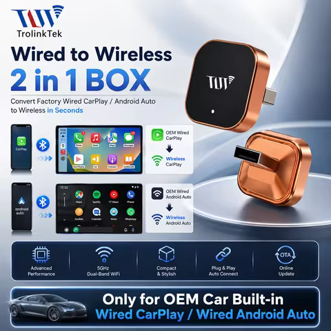 2 IN 1 Wireless Carplay Adapter, Wireless Control Plug & Play Carplay,Converts Wired to Wireless car