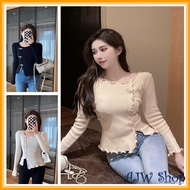 Best Selling!!! Women's Knitted Top Asymmetric Top Korean Style XDW | Modern Button Top Knit Women's Top | Women's Shirt Button Rip Knit Premium Korean Style
