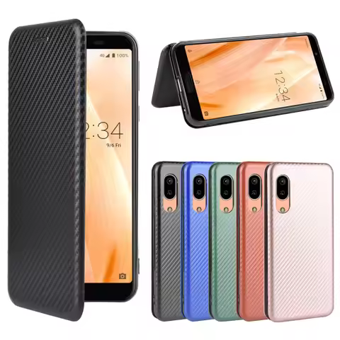 For Sharp Aquos Sense 3 Plus Lite Case Luxury Flip Carbon Fiber Skin Magnetic Adsorption Case For Sh