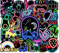 50Pcs Cartoon Bing Bing Neon Light Night Lighting Waterproof Sticker Skateboarding Snowboard Retro V