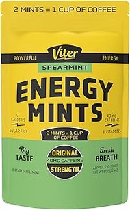 Viter Energy Caffeinated Mints - 40mg Caffeine, B Vitamins, Sugar Free Vegan Breath Mint. Powerful E