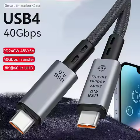 PD240W USB4.0 40Gbps Type C to C Cable 5A Fast Charging Cable 8K@60Hz for MacBook Pro PS5 Nintendo S