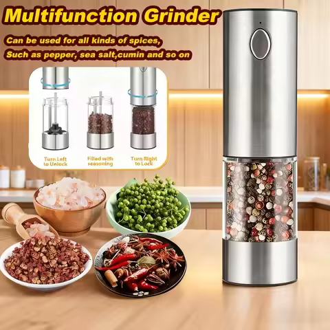 Electric Pepper Grinder Adjustable Coarseness Kitchen Food Grinder Wireless Rechargeable Automatic S