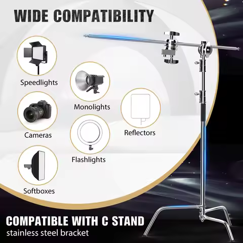 Photography Light Stand 2.6M/8.5FT 100% Metal C-stand Surport 6KG For Projector Ring Lamp Softbox Li