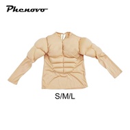 [Phenovo] Kids Muscle Shirt Costume 3D Funny Body Builder Clothes for Cosplay Party Events