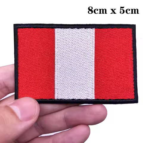 1PC Peru Flag Armband Embroidered Patch Hook & Loop Or Iron On Embroidery Badge Cloth Military Moral