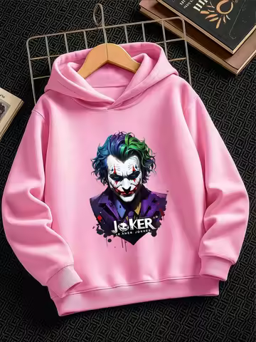 Warm Joker Zip Hoodie Summer Cute Cartoon Crewneck Boys Girls Ages 3-14