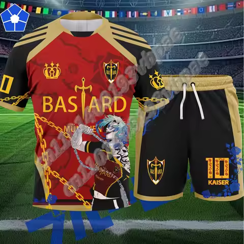 Jersey Soccer Cosplay Michael Kaiser Soccer Pattern Replika Blue Lock Bastard Munchen Anime Men's T-