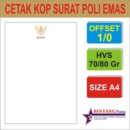 Cetak Kop Surat Poli Emas Garuda / Logo Instansi bahan HVS 100 Gr