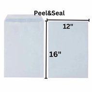 【1PACK=50PCS ! ! !】LION 12"x16" White Envelope 100gsm (305mmx406mm) (Peel&Seal) (Price For 1PACK)
