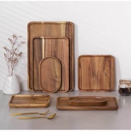 Desert Rose Wood Tray Solid Wood Plate Rectangular Wooden Tray Round Tray Japanese Style Tea Tray Ba