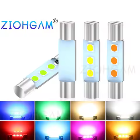 ZIOHGAM 2PCS T6 C10W Led 28mm C5W Festoon Bulb 6614F 6612 SV8.5 3030 Dome Trunk Door Signal Lamp Car