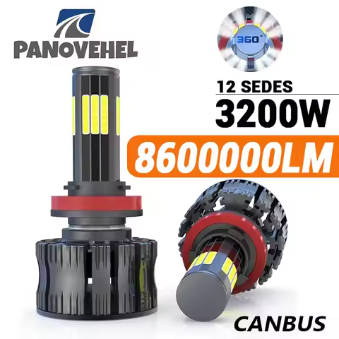 PANOVEHEL Led H7 3D 360 Canbus 12 Side LED 8200000LM 3200W Car Headlights Bulbs H11 H4 H1 HB3 9005 H