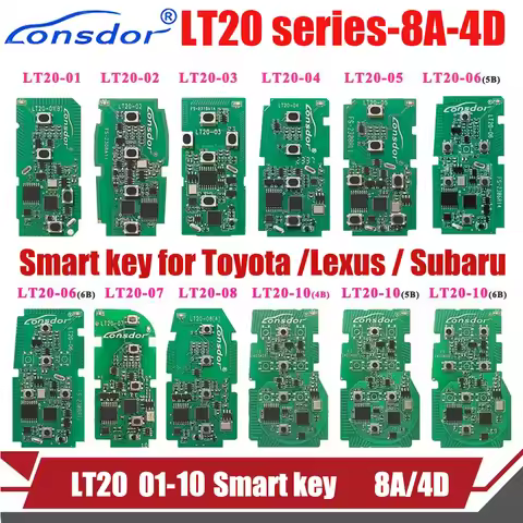 Lonsdor LT20 Smart Key LT20-01 LT20-03 LT20-02 LT20-03 LT20-04 LT20-10 8A+4D For Toyota & Lexus Supp
