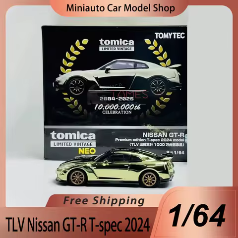 New In Stock Tomytec Tlv 1:64 Nissan GT-R T-spec 2024 Commemorative Edition Alloy Miniature Diecast 