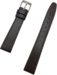 14mm Dark Brown Genuine Leather Watch Band | Smooth, Flat, Elegant Stitched Calf Leather Replacement