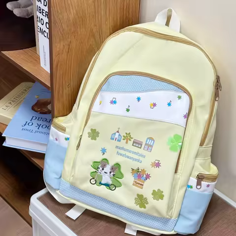 In Stock Kawaii Masyumaro Fluffy Fuwa Nyanko Cat Backpack Bag Anime Cute Schoolbag Pencil Bag Case C