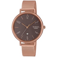 5Cgo CASIO SHEEN series minimalist design pointer watch SHE-4562PGM-5A daily casual women's watch【Shipped from Taiwan】