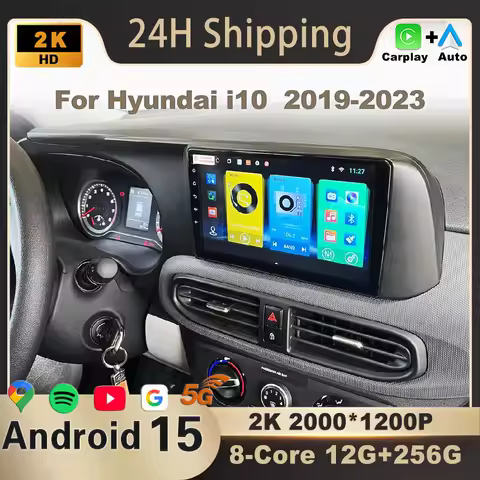 Car Radio Android 15 For Hyundai i10 III 3 2019 - 2023 GPS Multimedia Auto Carplay New BT cooling Fa
