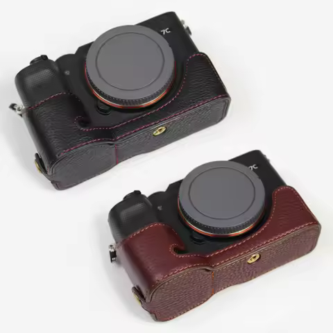 For Sony Alpha A7C camera genuine real leather half protector case grip