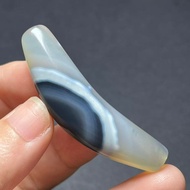 Natural Blue Colorful Silk-Twisted Horn-Shaped Dzi Beads.