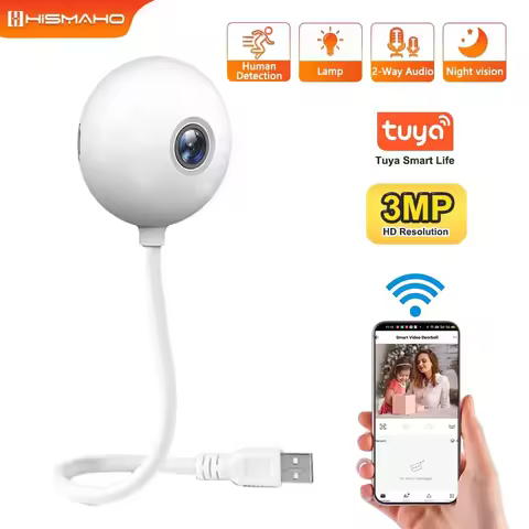 Tuya Mini Camera 3MP Indoor WIFI Wireless Baby Monitor USB Port Light Bulb Camera Security Protectio