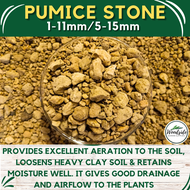 PUMICE STONE 1-11mm/5-15mm Buy 8L Free Perlite Enhance Drainage Aerates the soil Plant roots need oxygen for optimal root growth. Suitable for all types of plants