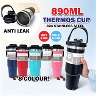 [890ML] Stainless Steel Thermos Cup With Handle Water Bottle Coffee Cup Thermos Bottle Vacuum Cup