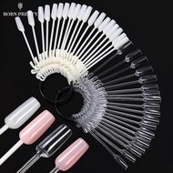 Born Pretty 24/50Pcs Fan-Shaped False Nail Tips Varnish Color Card Nail Art Practice Display Tools