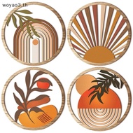 [Woyao] 4Pcs Wooden Wall Bohemian Wall Art Farmhouse Bohemian Country Yard Decoration Round Shape Wa