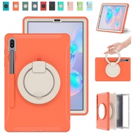 3 Layer Protection TPU+PC Shockproof case For Samsung Galaxy Tab S5E 10.5 นิ้ว 2019 T720 Tab S6 10.5 นิ้ว T860 Tab S7+ 12.4 T970 S7 FE 12.4 นิ้ว T730 Tab A8 10.5 X200 X205 With 360 rotating bracelet bracket Heavy sturdy tablet case Cover