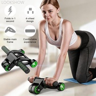 LOOKSHOW Foldable 4-Wheel Ab Roller Fat Burning Stomach Toning Quiet Roller Home Fitness Equipment f