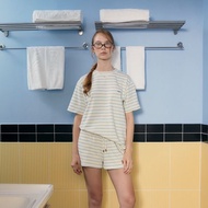 lookbookpetite buddy t-shirt (adult) blue stripe เสื้อยืดผู้ชาย/ผู้หญิง ลายทางสีฟ้า– เสื้อยืดโอเวอร