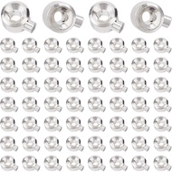 PH PandaHall 60PCS Stopper Crimp Beads, 925 Sterling Silver Plated Spacer Beads Metal Brass Crimp Be