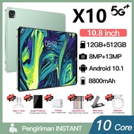 Original X10 Tablet  Android tablet  10.8Inch  12GB+512GB 8800mah Tablet sales Original big sale 2022 genuine cheap tablet 4K Ultra HD screen dual sim card Android 10.1 5G/Wifi mobile tablet Online course tablet Learning tablet