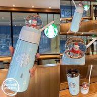 Starbucks China 2019 Christmas edition waterglobe SS tumbler with straw